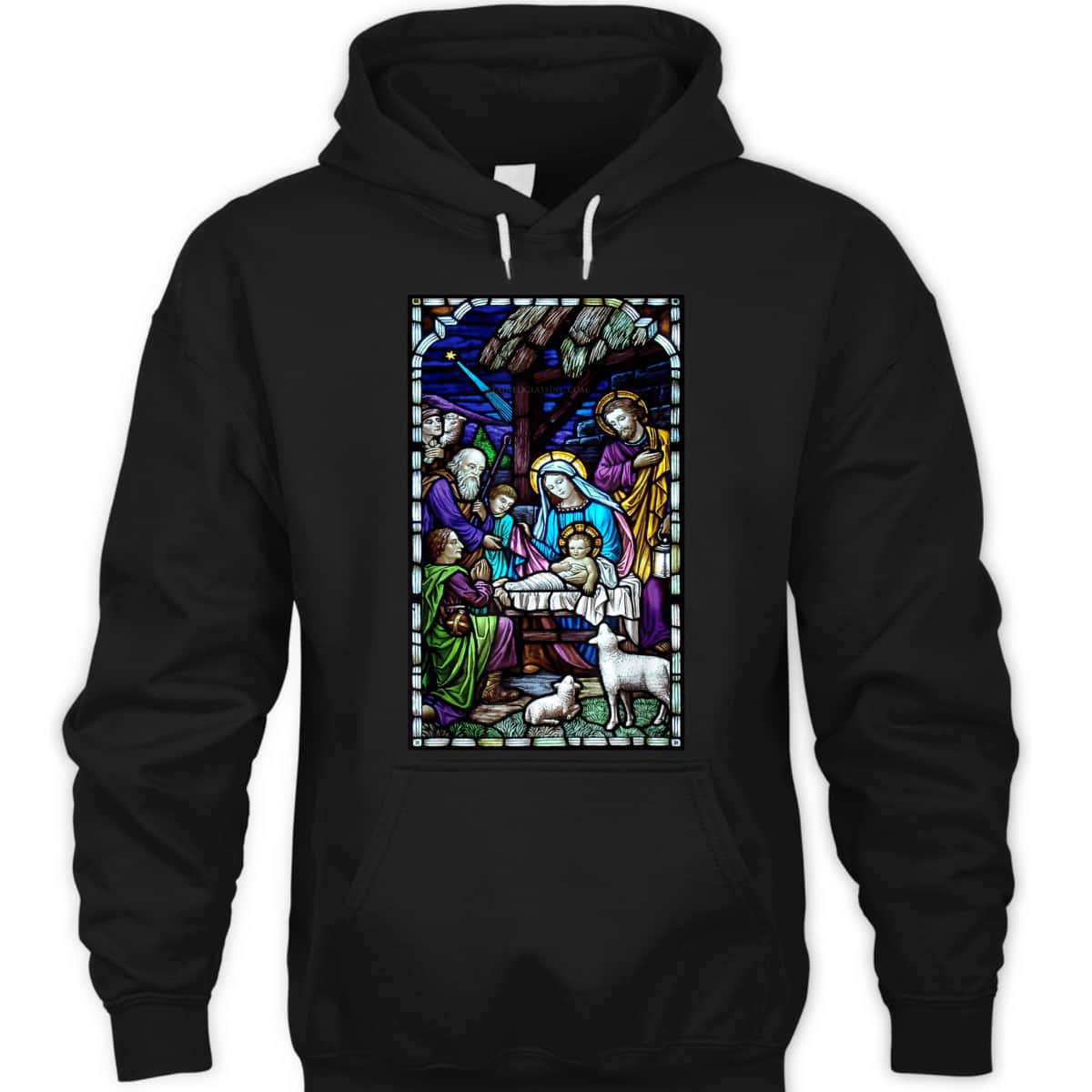 Nativity Stain Glass Christmas Xmas Jesus God Faith T-Shirt