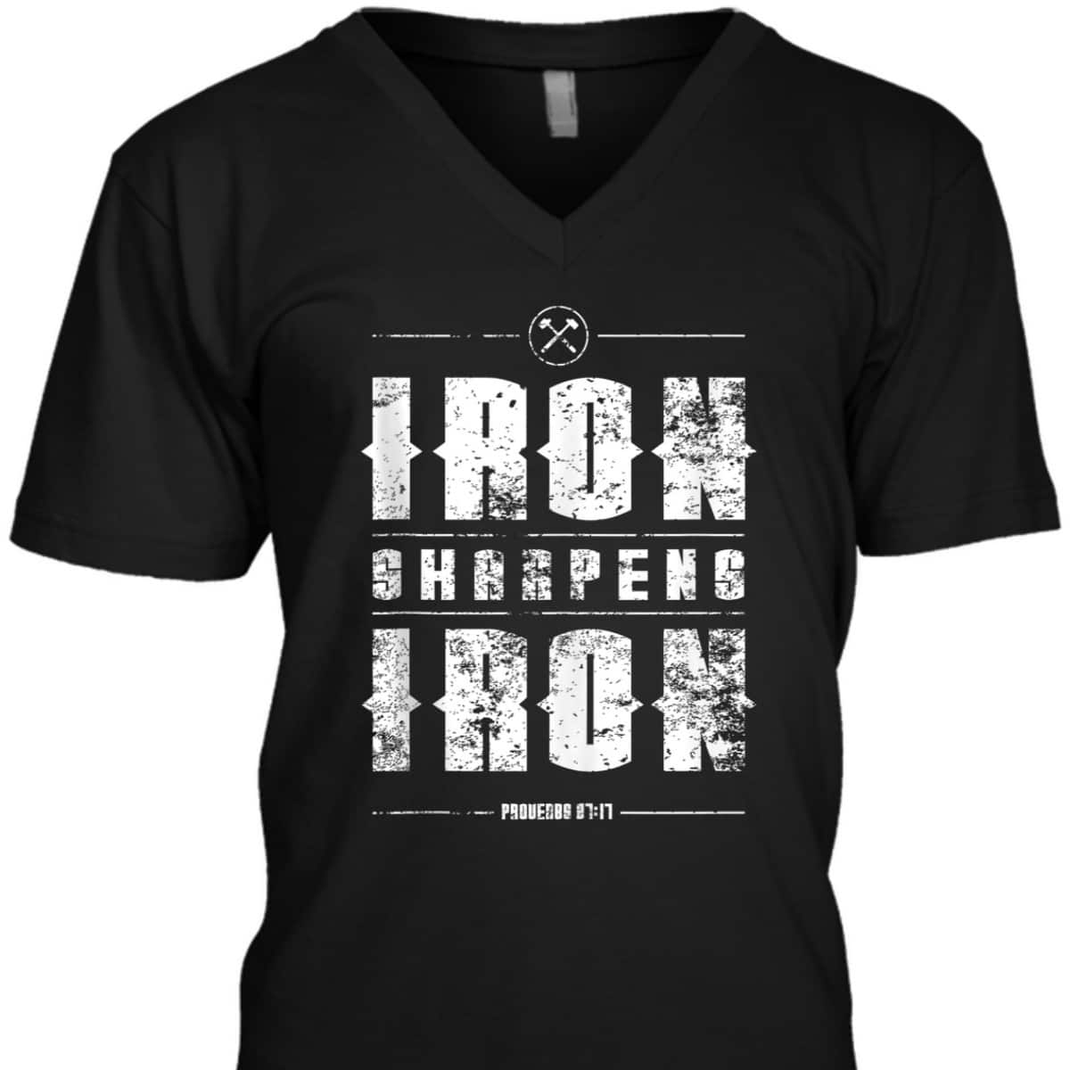 Iron Sharpens Iron Proverbs Christian Bible Verse Religious T-Shirt Iron Sharpens Iron Proverbs Christian Bible Verse Religious T-Shirt
