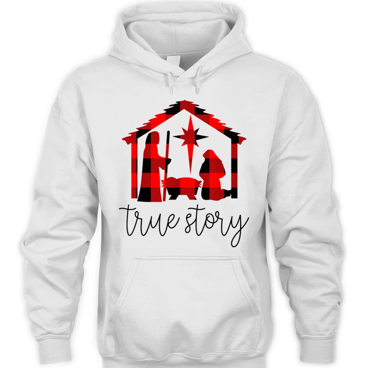 True Story Christmas Manger Nativity Scene Buffalo Plaid T-Shirt