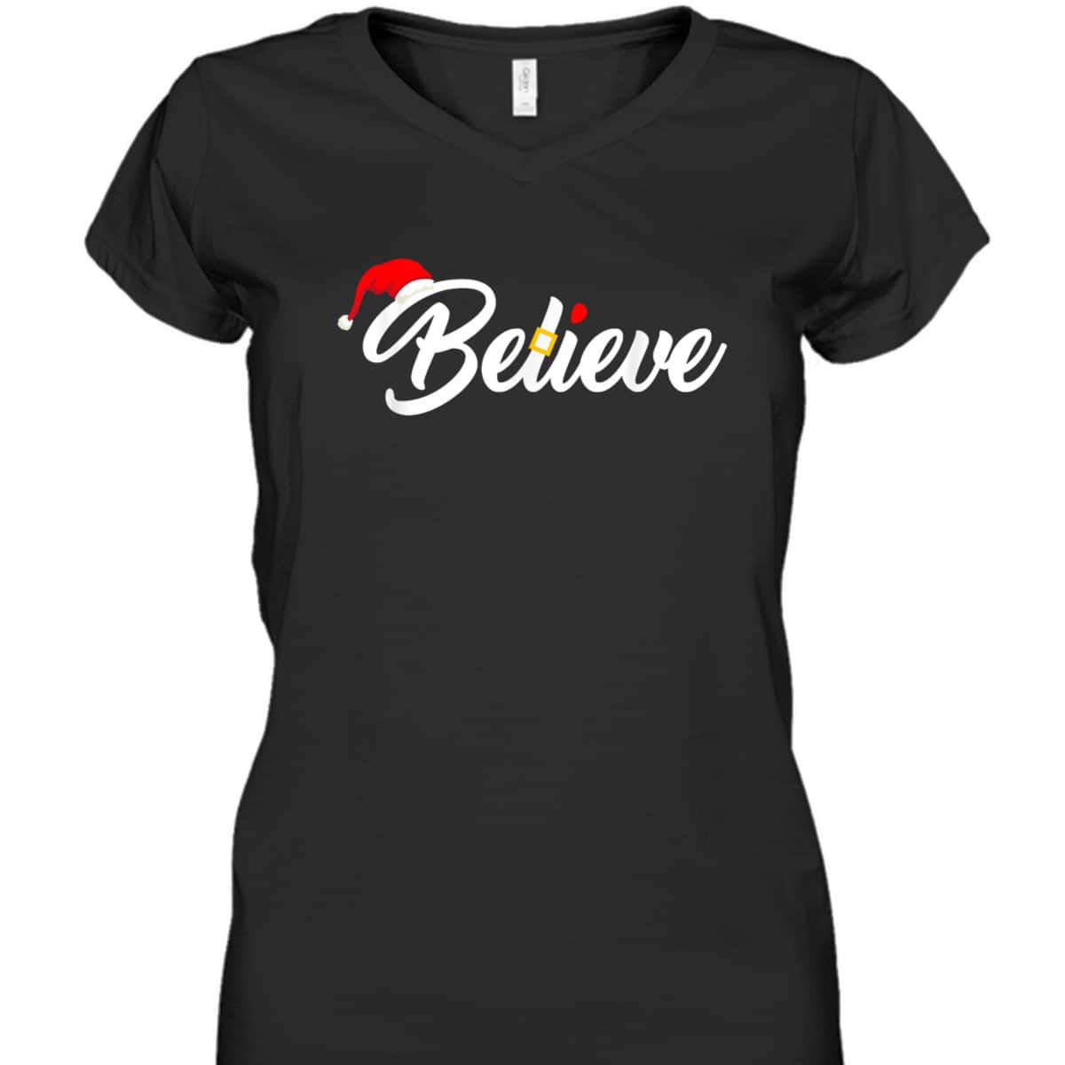 Believe Merry Christmas Santa Hat Christian Faith T-Shirt