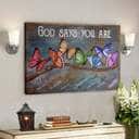 God Says You Are Amazing Butterfly Rustic Wood Background Canvas Wall Art