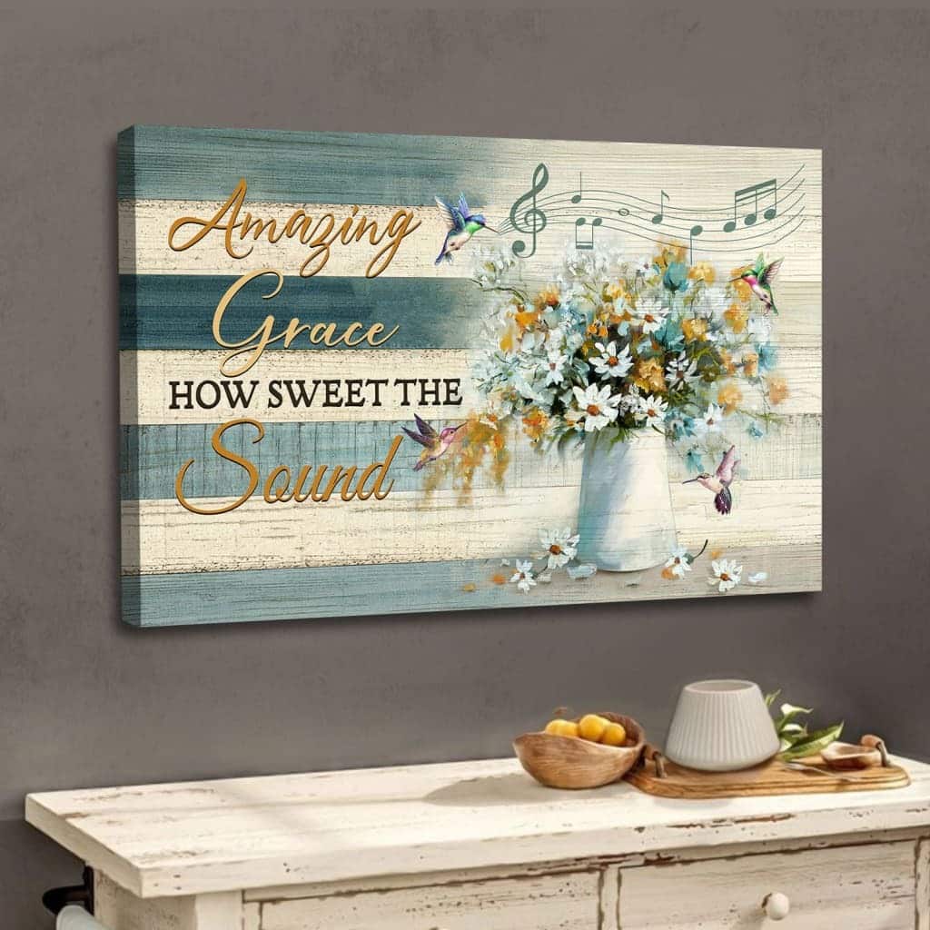 Christian Amazing Grace How Sweet The Sound Hummingbird Flowers Religious Canvas Wall Art Christian Amazing Grace How Sweet The Sound Hummingbird Flowers Religious Canvas Wall Art