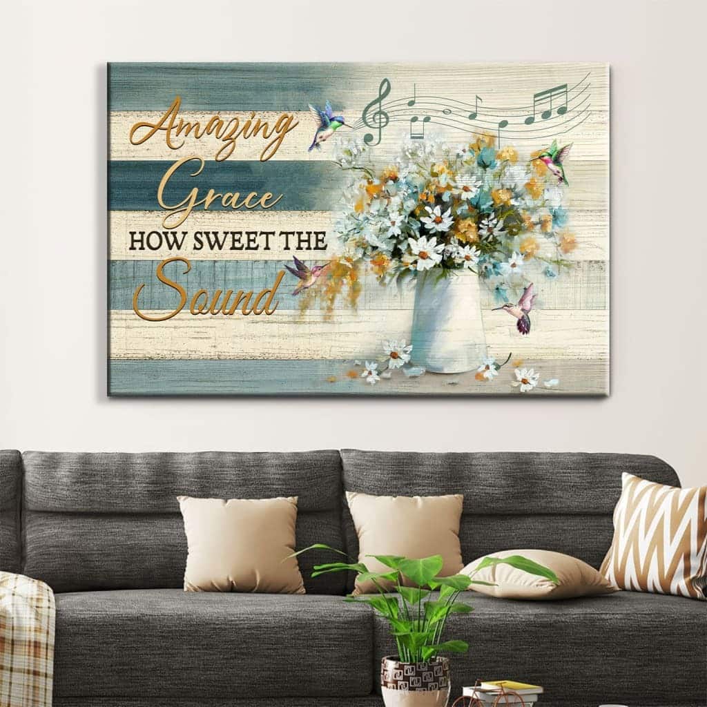 Christian Amazing Grace How Sweet The Sound Hummingbird Flowers Religious Canvas Wall Art Christian Amazing Grace How Sweet The Sound Hummingbird Flowers Religious Canvas Wall Art