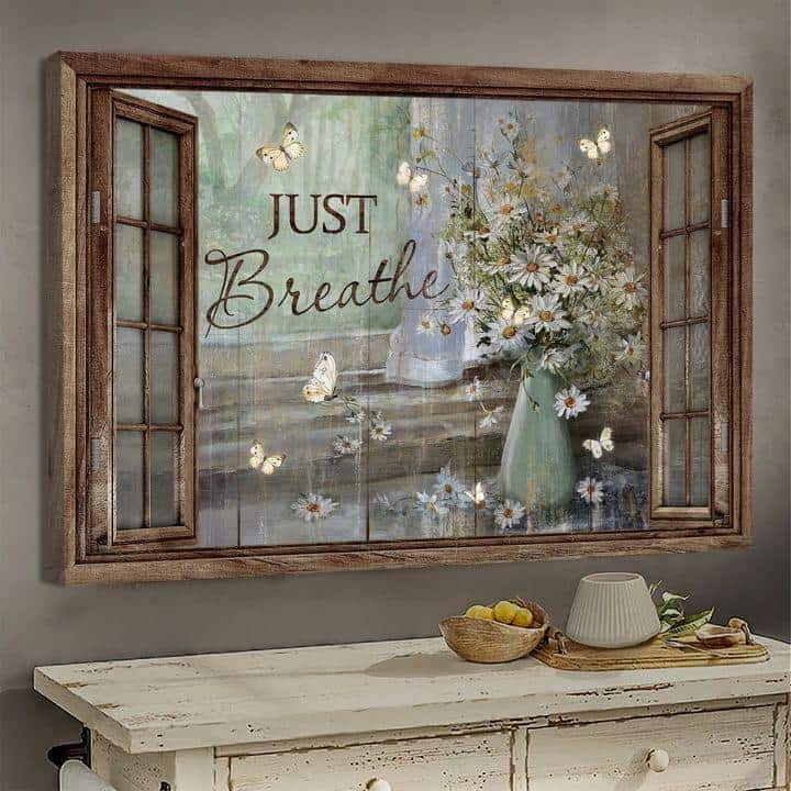 Jesus Just Breathe Butterfly Flower Window Christian Religious Canvas Wall Art Jesus Just Breathe Butterfly Flower Window Christian Religious Canvas Wall Art