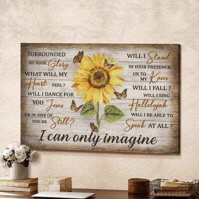 Jesus Sunflower And Yellow Butterfly I Can Only Imagine Jesus Christian Canvas Wall Art