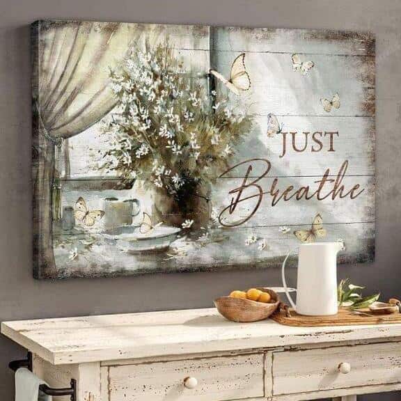 Butterfly Flower Jesus Just Breathe Christian Religious Canvas Wall Art Butterfly Flower Jesus Just Breathe Christian Religious Canvas Wall Art