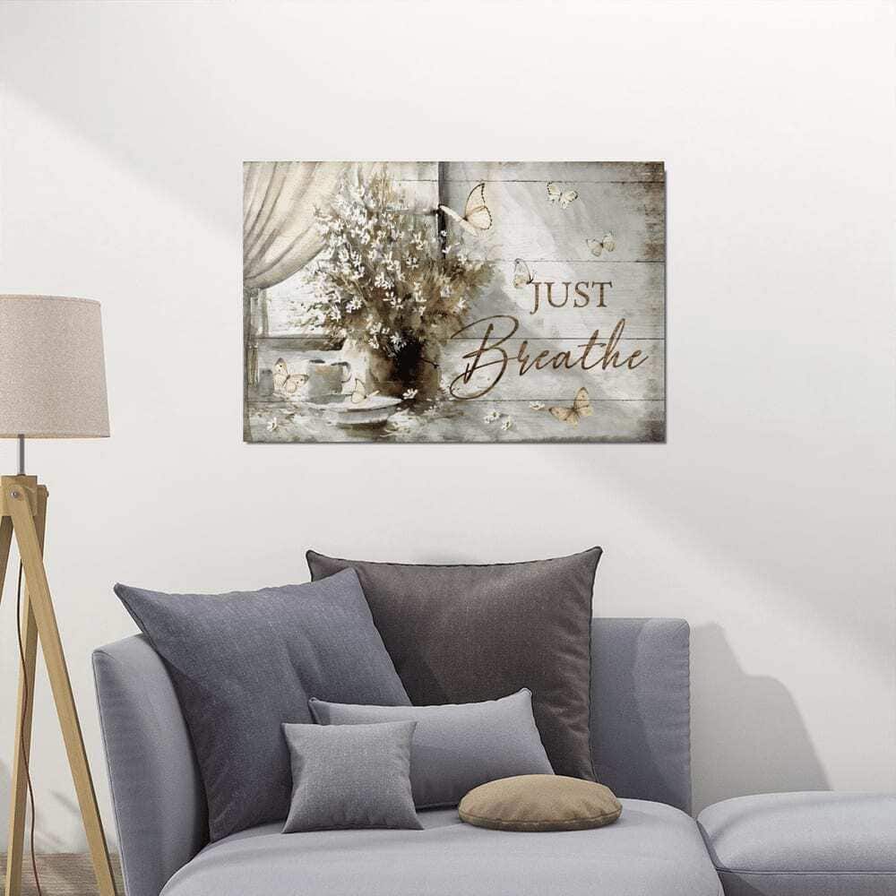 Butterfly Flower Jesus Just Breathe Christian Religious Canvas Wall Art Butterfly Flower Jesus Just Breathe Christian Religious Canvas Wall Art