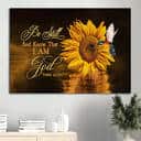 Brilliant Sunflower Big Hummingbird Be Still And Know That I Am God Christian Canvas Wall Art Brilliant Sunflower Big Hummingbird Be Still And Know That I Am God Christian Canvas Wall Art