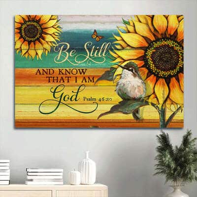 Baby Hummingbird Giant Sunflower Be Still I Am God Christian Canvas Wall Art Baby Hummingbird Giant Sunflower Be Still I Am God Christian Canvas Wall Art