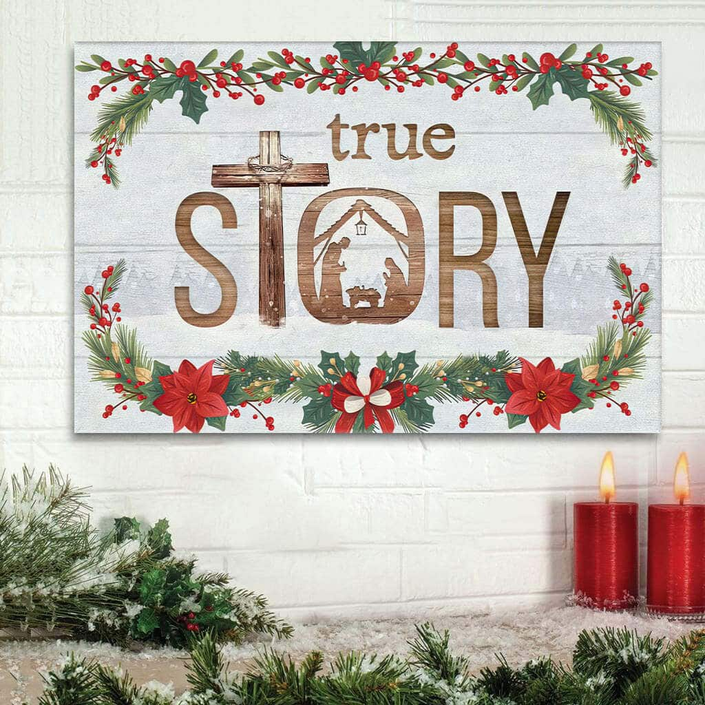 True Story Jesus Born In A Manger Christmas Painting On To Canvas Wall Art