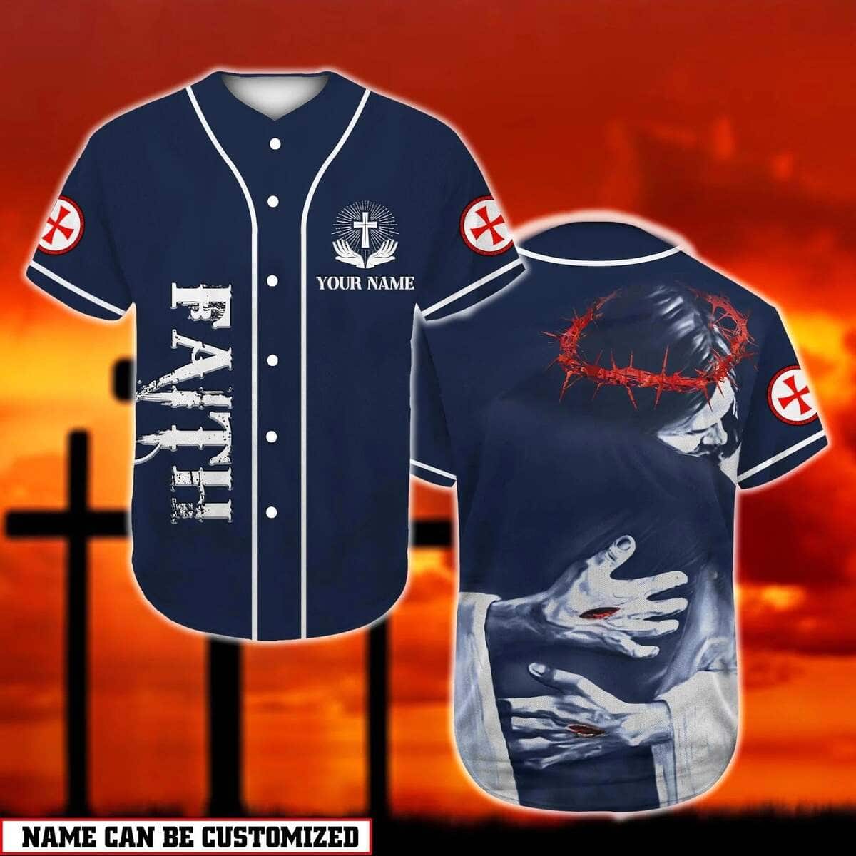 Customize Personalized Christ Hugs Faith Baseball Jersey Customize Personalized Christ Hugs Faith Baseball Jersey