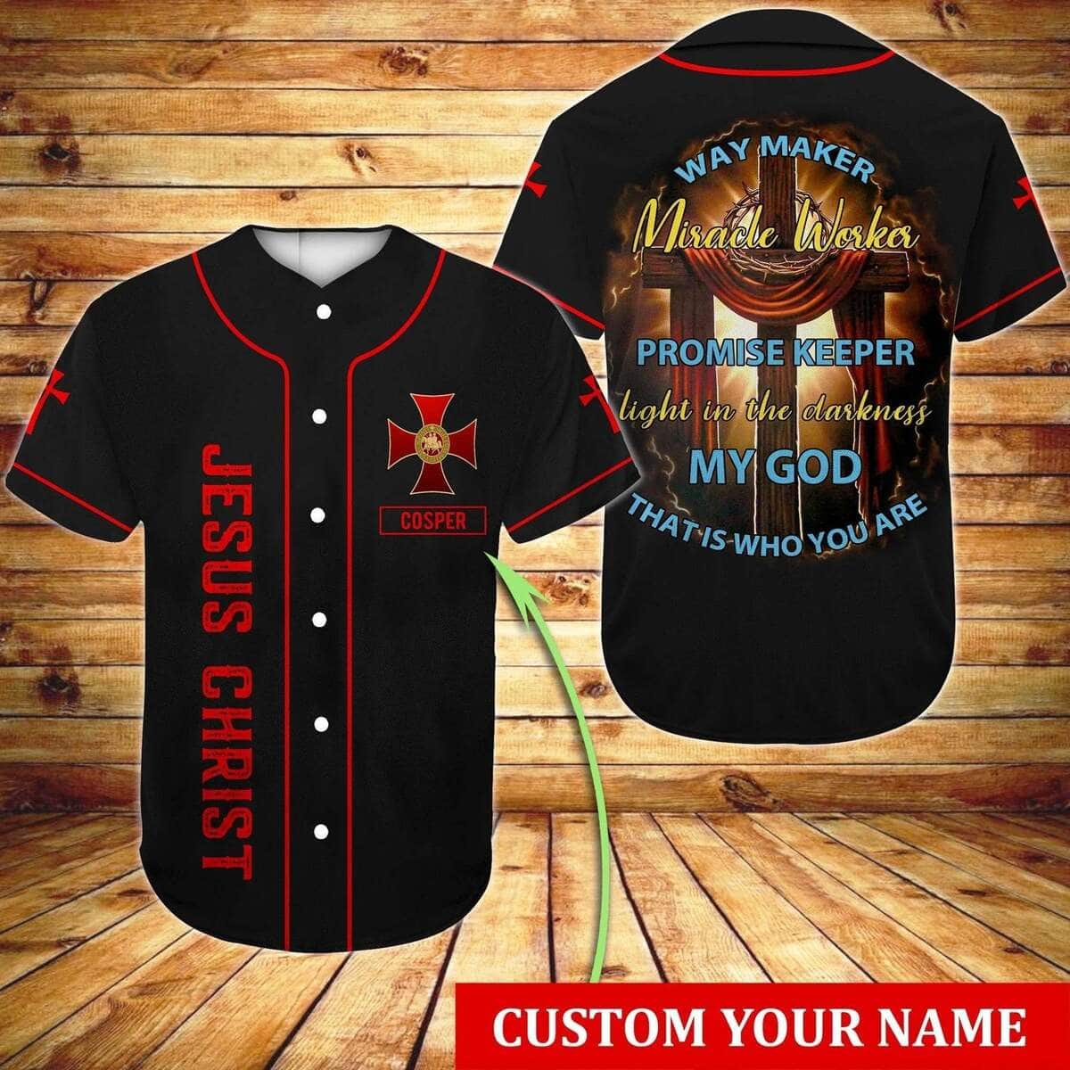 Customize Personalized Cross Way Maker Miracle Worker Promise Keeper Baseball Jersey Customize Personalized Cross Way Maker Miracle Worker Promise Keeper Baseball Jersey
