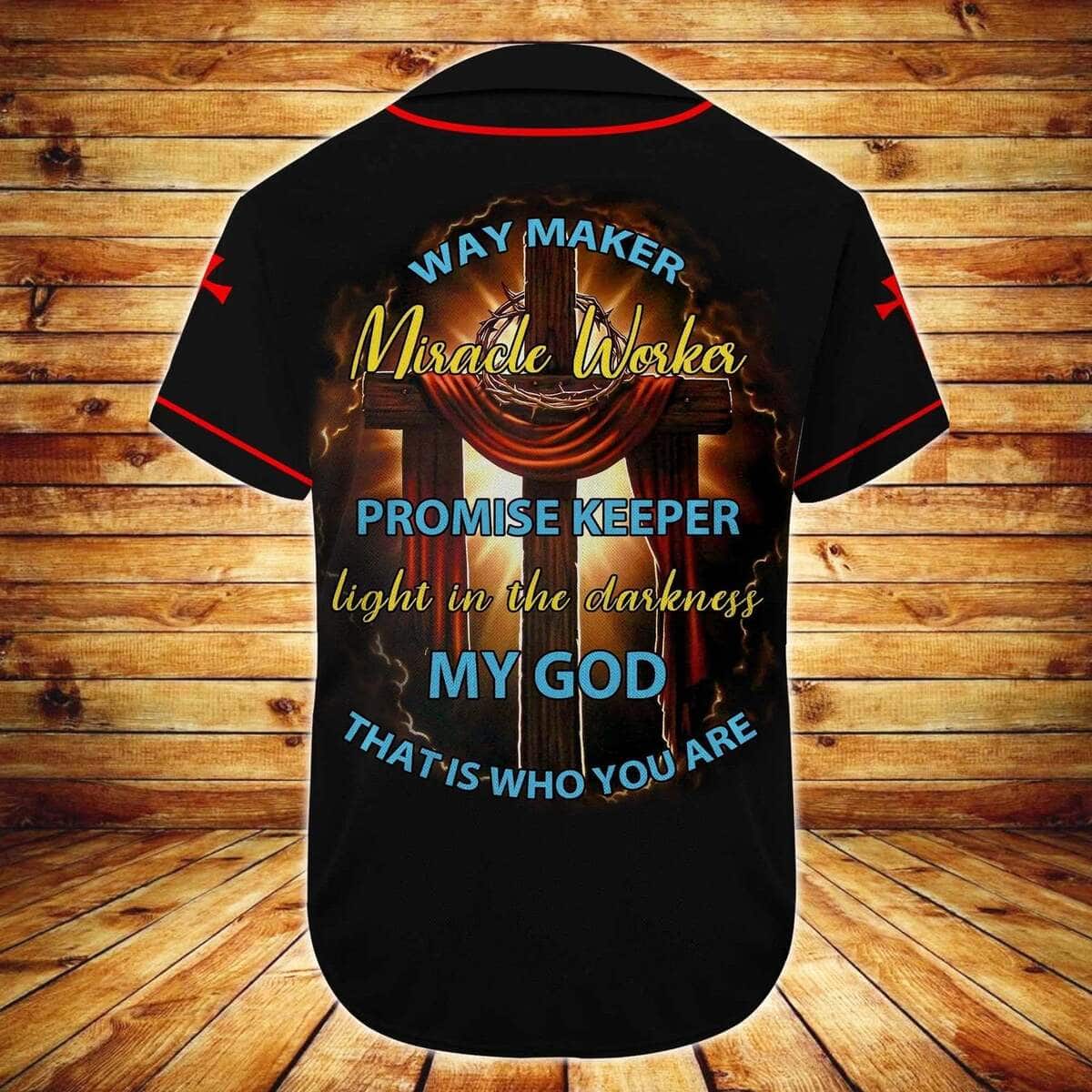 Customize Personalized Cross Way Maker Miracle Worker Promise Keeper Baseball Jersey Customize Personalized Cross Way Maker Miracle Worker Promise Keeper Baseball Jersey