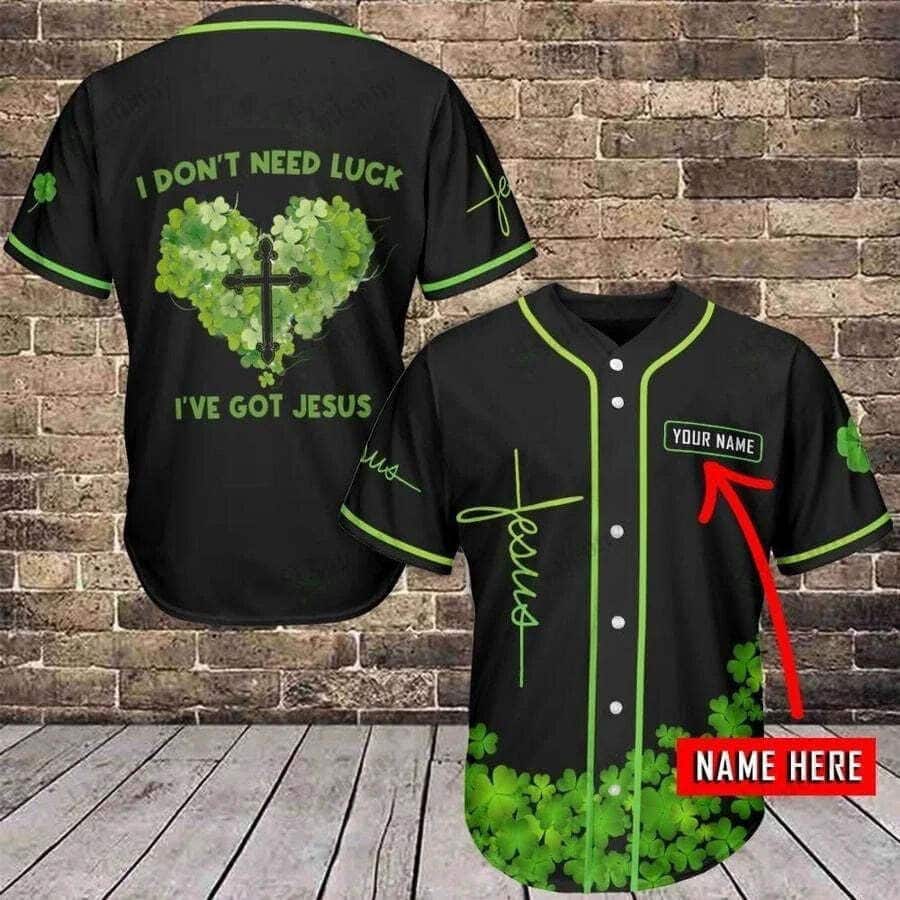 Customize Personalized Cross Clover I've Got Jesus Irish Baseball Jersey Customize Personalized Cross Clover I've Got Jesus Irish Baseball Jersey