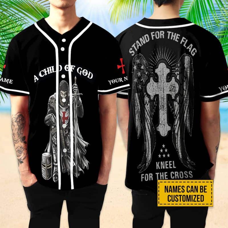 Cross Knight Templar Stand For The Flag Kneel For The Cross Customize Personalized Baseball Jersey Cross Knight Templar Stand For The Flag Kneel For The Cross Customize Personalized Baseball Jersey