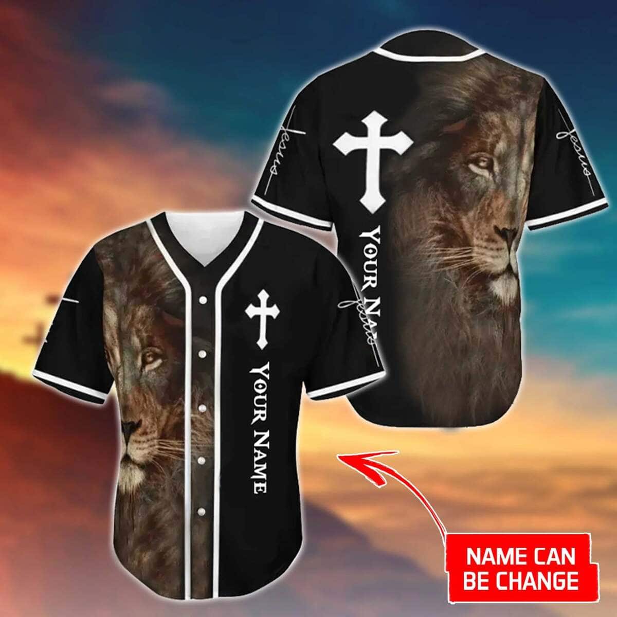 Cross Lion Jesus Customize Personalized Religious Christian Baseball Jersey Cross Lion Jesus Customize Personalized Religious Christian Baseball Jersey