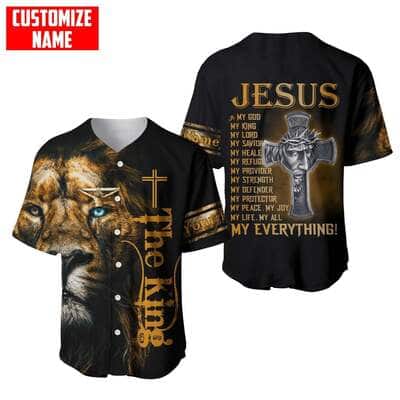 Cross Lion My God My King My Everything Customize Personalized Baseball Jersey