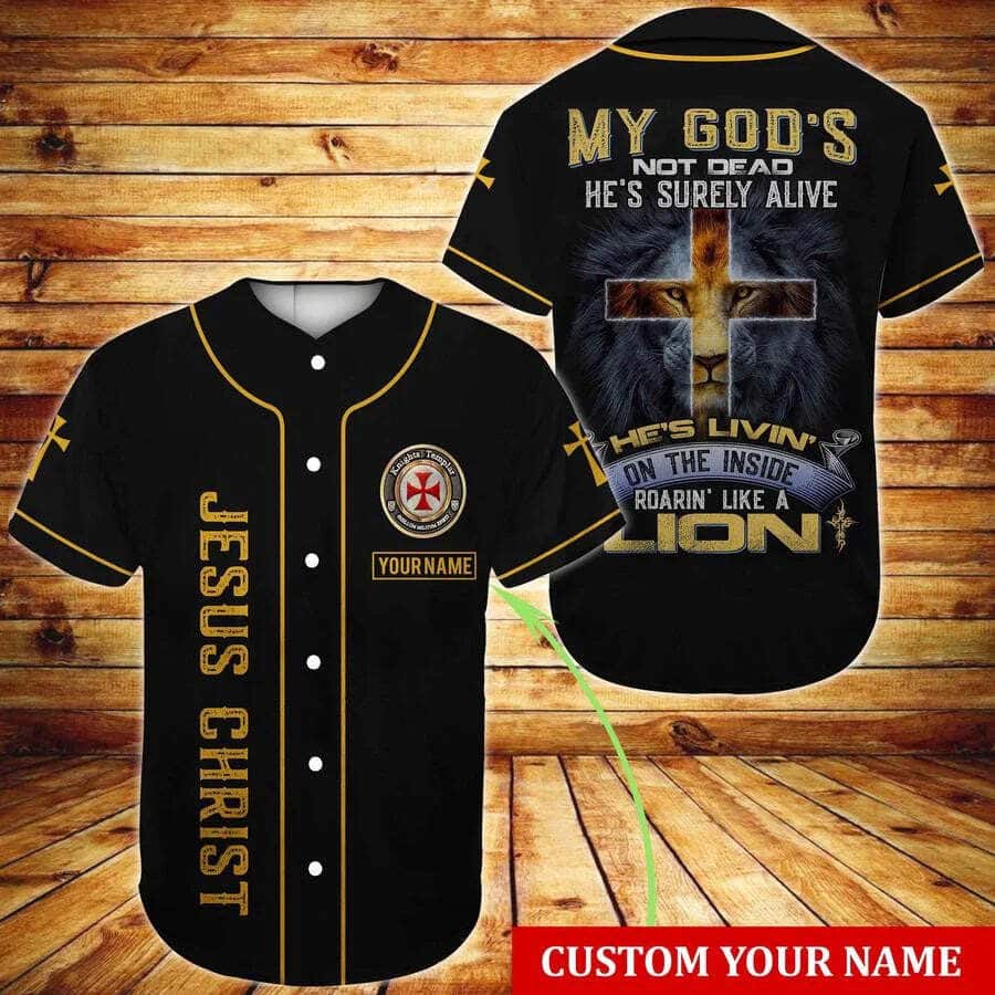 Cross Lion My God's Not Dead Customize Personalized He Is Roaring Like A Lion Baseball Jersey Cross Lion My God's Not Dead Customize Personalized He Is Roaring Like A Lion Baseball Jersey