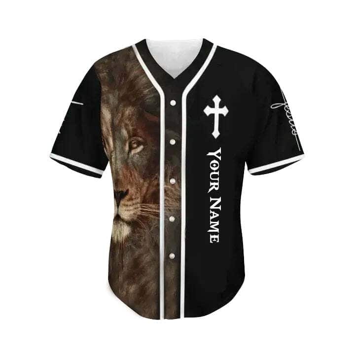 Cross Lion Jesus Customize Personalized Religious Christian Baseball Jersey Cross Lion Jesus Customize Personalized Religious Christian Baseball Jersey