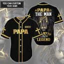 Cross Lion Papa The Man The Legend Customize Personalized Father's Day Baseball Jersey Cross Lion Papa The Man The Legend Customize Personalized Father's Day Baseball Jersey
