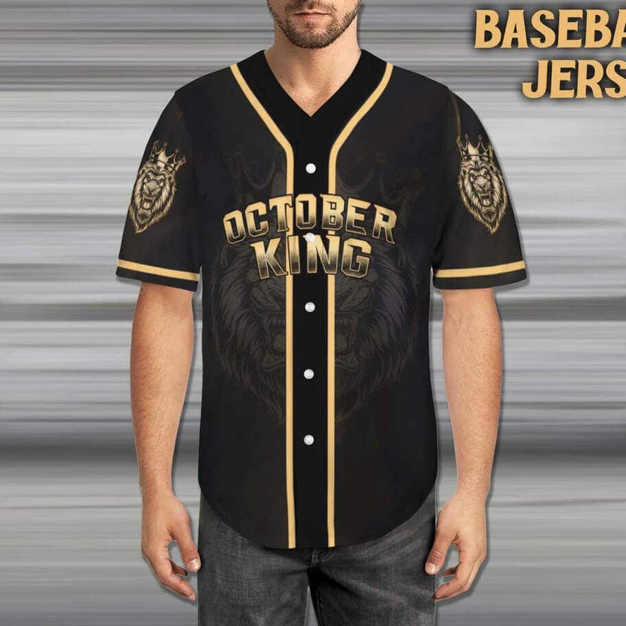 Lion I Am Who I Am Customize Personalized October King Baseball Jersey Lion I Am Who I Am Customize Personalized October King Baseball Jersey