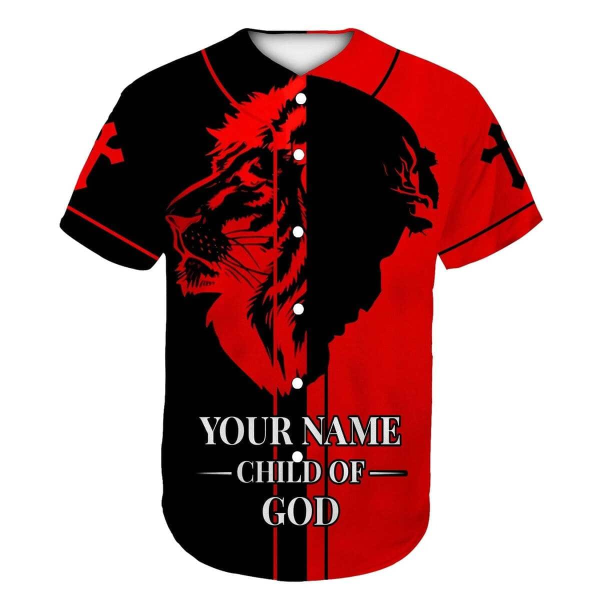 Lion Red Black Child Of God Jesus Is My Everything Customize Personalized Baseball Jersey Lion Red Black Child Of God Jesus Is My Everything Customize Personalized Baseball Jersey