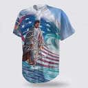 Christian Jesus US Flag One Nation Under God Religious Faith Baseball Jersey