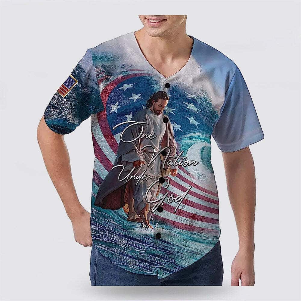 Christian Jesus US Flag One Nation Under God Religious Faith Baseball Jersey Christian Jesus US Flag One Nation Under God Religious Faith Baseball Jersey