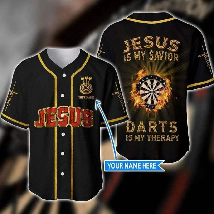 Customize Personalized Cross Flame Dart Jesus Dart Is My Therapy Baseball Jersey Customize Personalized Cross Flame Dart Jesus Dart Is My Therapy Baseball Jersey