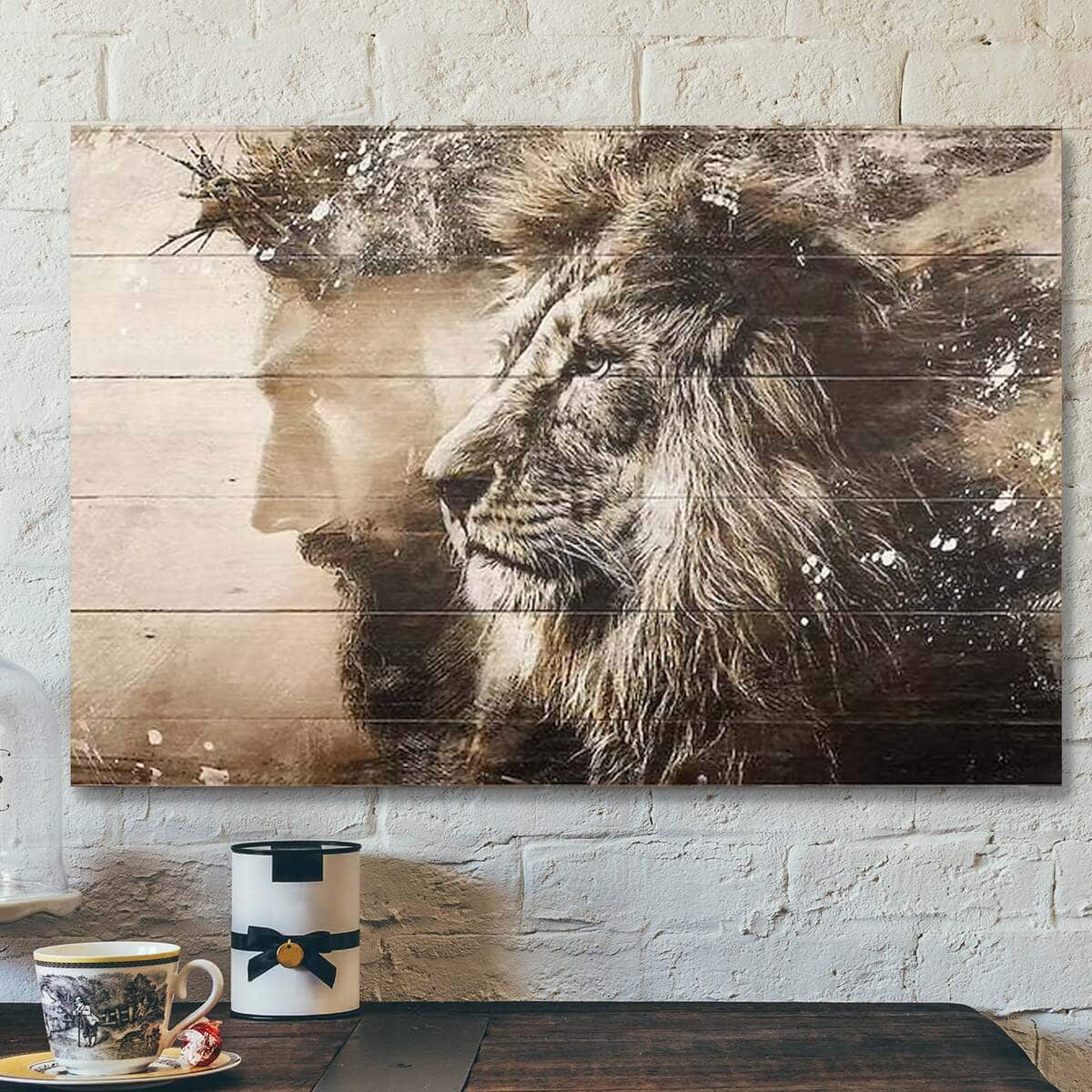 Christian The Lion Of Judah Jesus And Lion Half Jesus Half Lion Canvas Wall Art