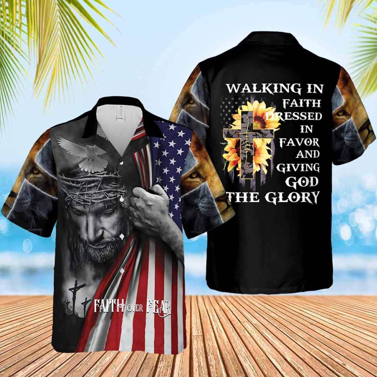 Walking In Faith Jesus Christian Giving God The Glory Faith Over Fear Hawaiian Shirt