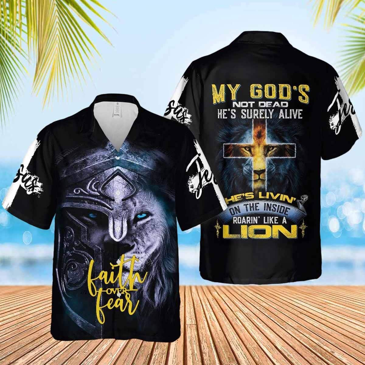 Lion God Inside Roaring Like A Lion Faith Over Fear Lion Jesus Christian Hawaiian Shirt