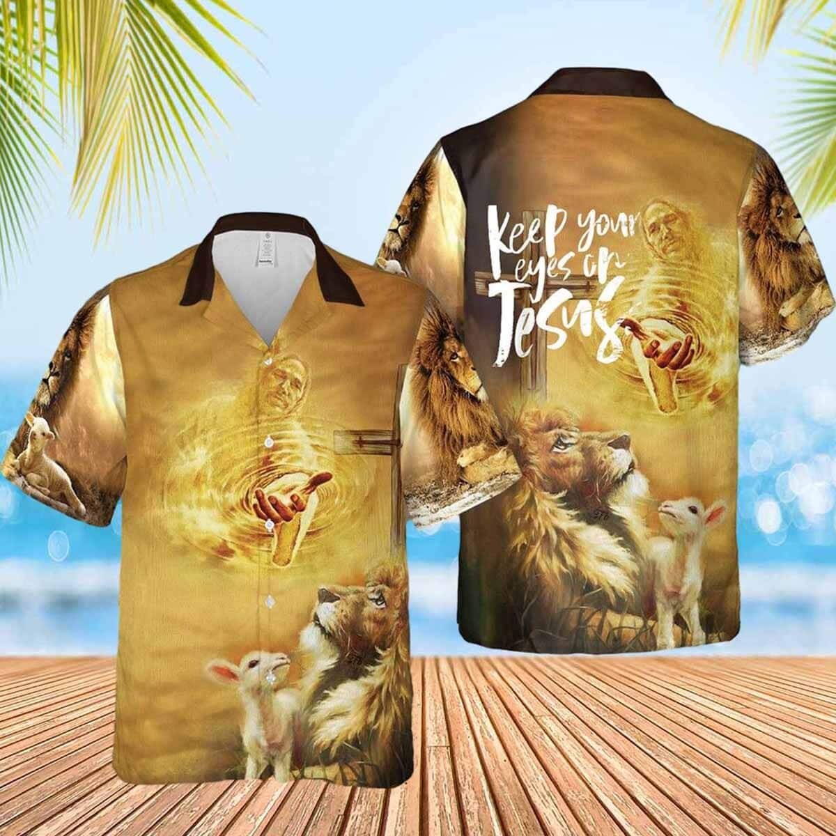 Keep Your Eyes On Jesus Christian Lion Jesus Hawaiian Shirt