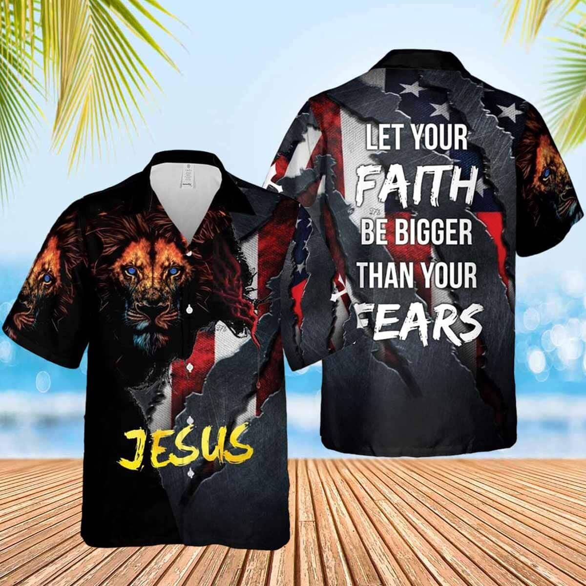 Jesus Lion Let's Your Faith Be Bigger Than Your Fears Christian Hawaiian Shirt