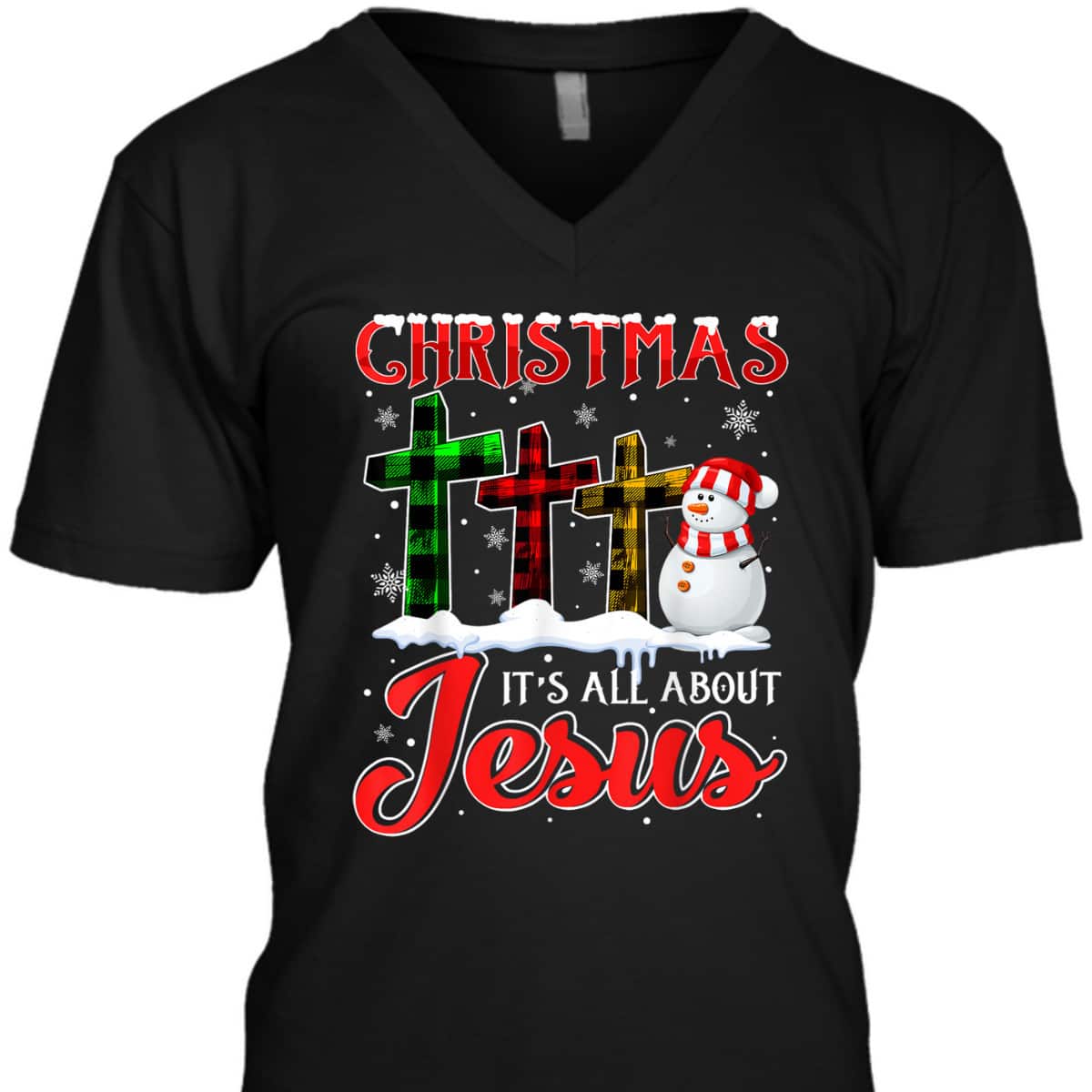 Christmas It's All About Jesus Xmas Snowman Cross Christian T-Shirt Christmas It's All About Jesus Xmas Snowman Cross Christian T-Shirt