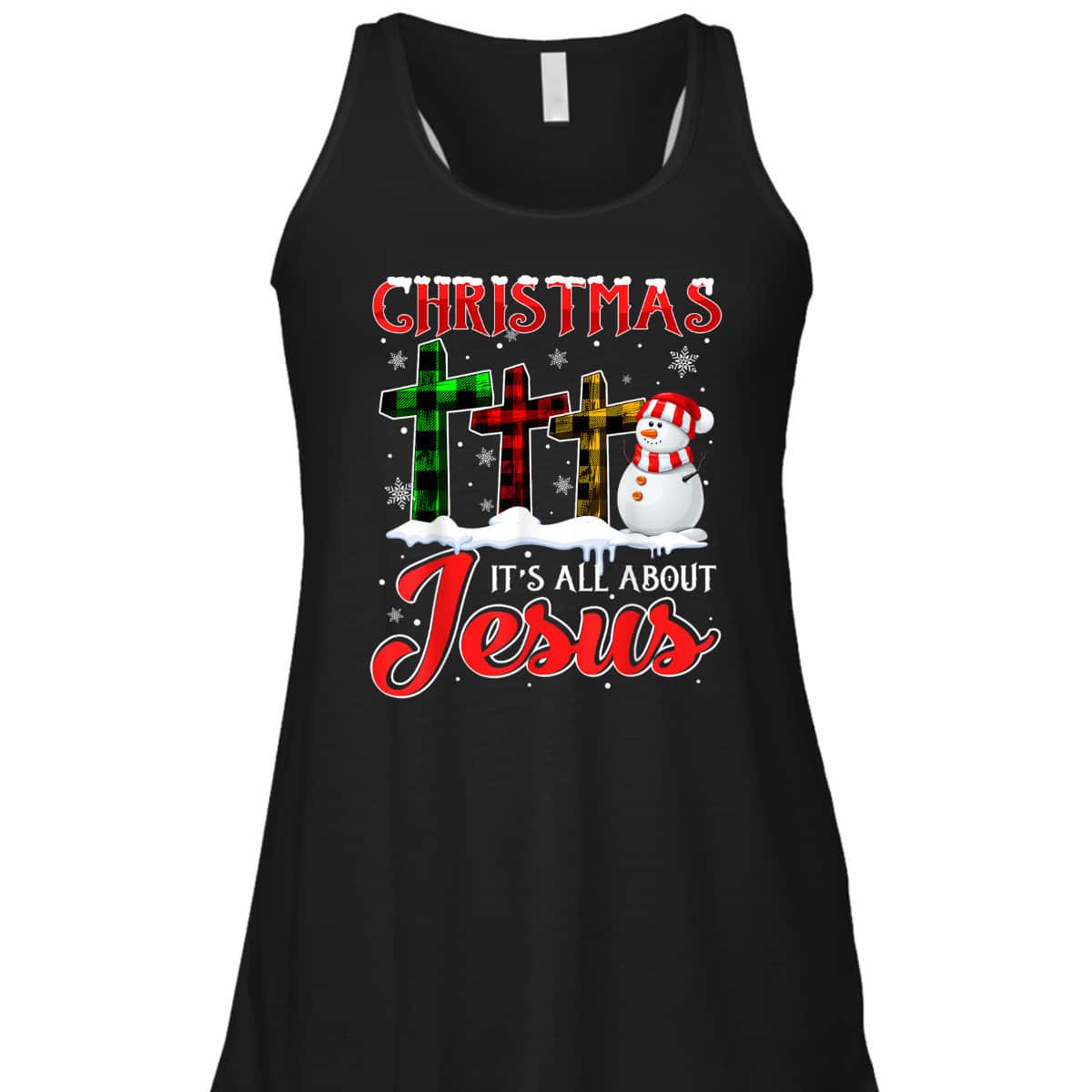 Christmas It's All About Jesus Xmas Snowman Cross Christian T-Shirt