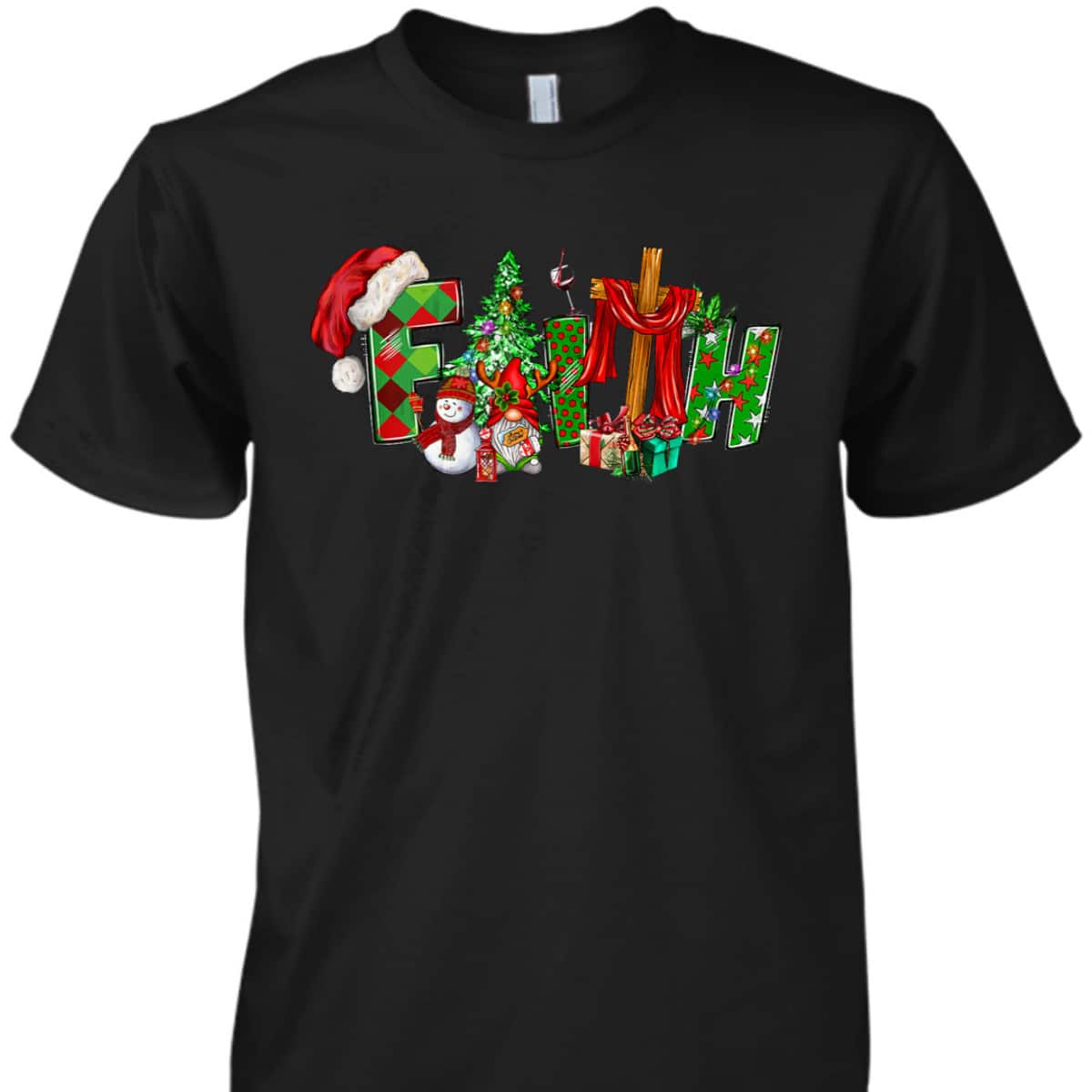 Christmas Faith With Cross X-Mas Pajama Christian Jesus T-Shirt Christmas Faith With Cross X-Mas Pajama Christian Jesus T-Shirt