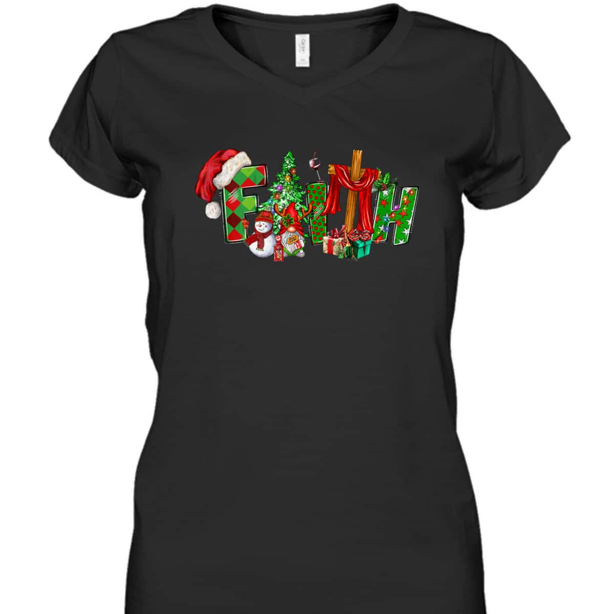 Christmas Faith With Cross X-Mas Pajama Christian Jesus T-Shirt