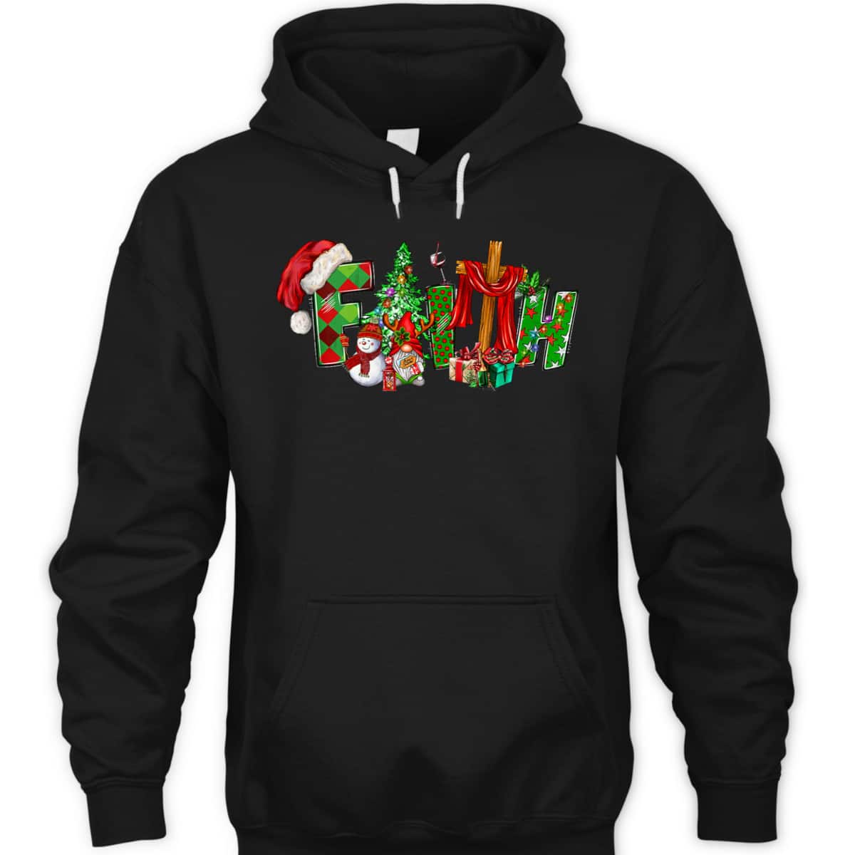 Christmas Faith With Cross X-Mas Pajama Christian Jesus T-Shirt