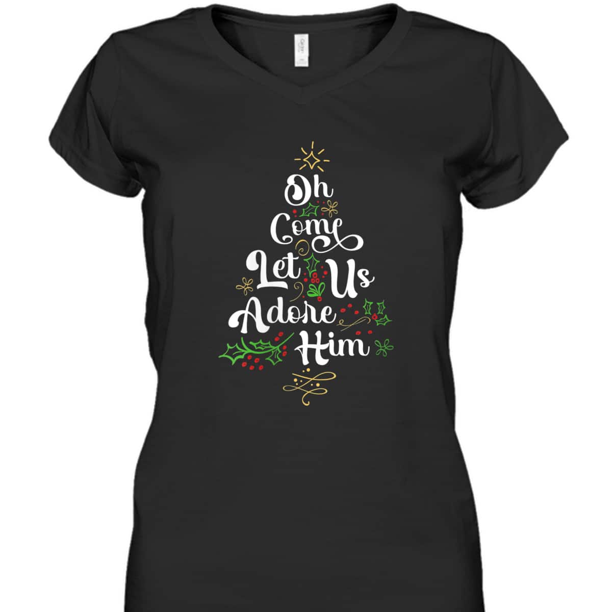 Oh Come Let Us Adore Him Jesus Christian Christmas T-Shirt Oh Come Let Us Adore Him Jesus Christian Christmas T-Shirt