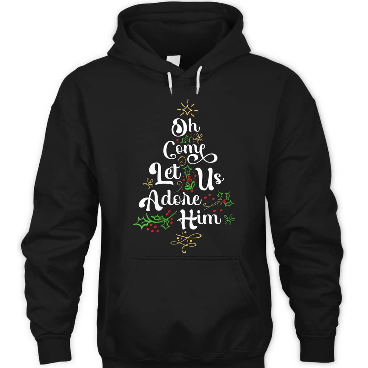 Oh Come Let Us Adore Him Jesus Christian Christmas T-Shirt