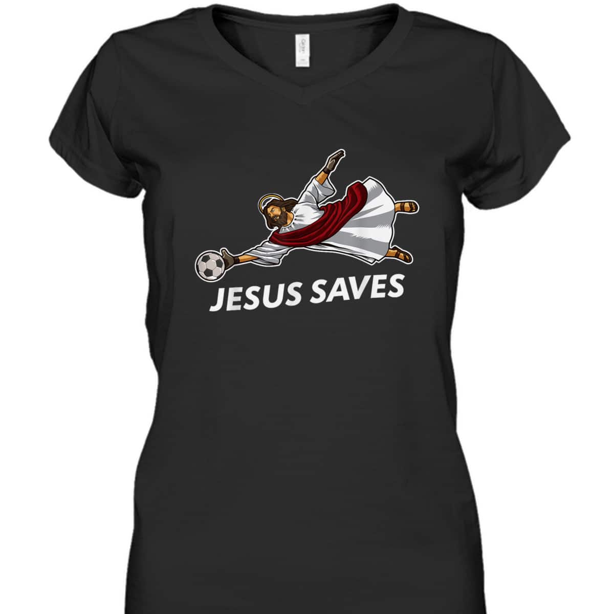 Jesus Saves Funny Christian Soccer Goalie T-Shirt Jesus Saves Funny Christian Soccer Goalie T-Shirt