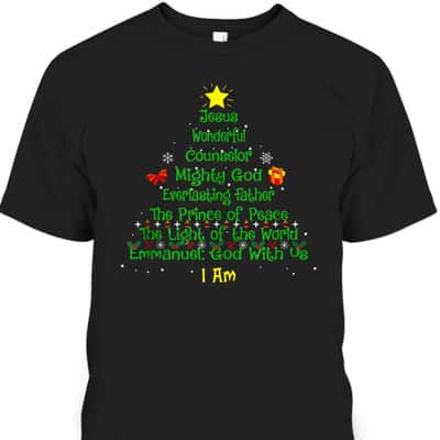 Christian Christmas Lover Bible Names Of Jesus Tree Xmas T-Shirt