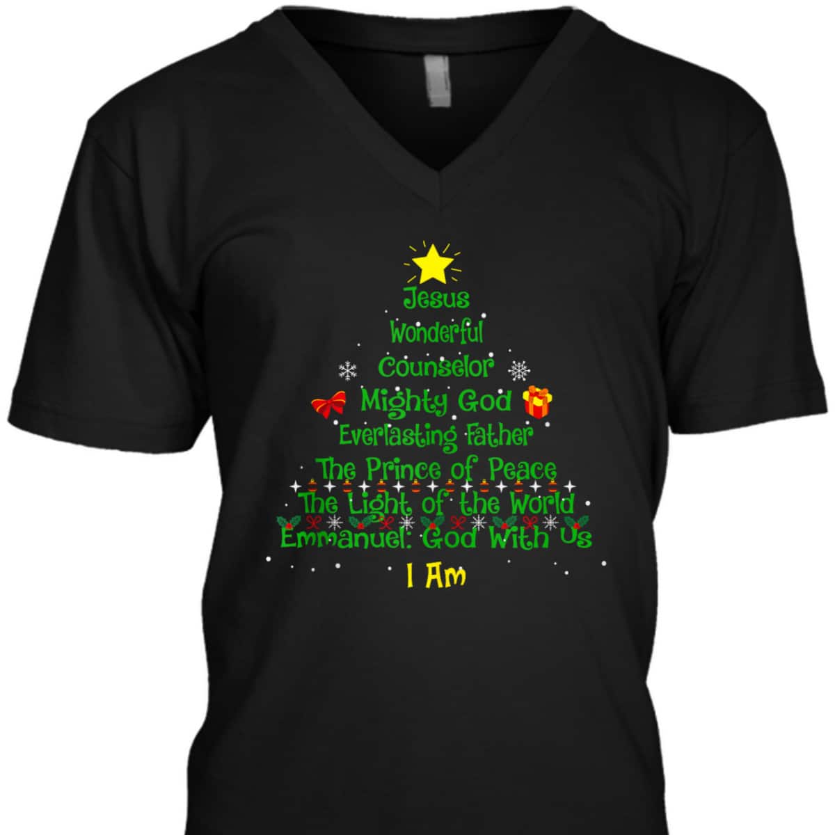 Christian Christmas Lover Bible Names Of Jesus Tree Xmas T-Shirt