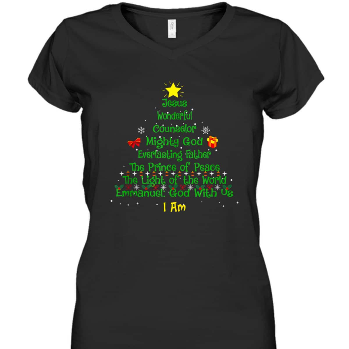 Christian Christmas Lover Bible Names Of Jesus Tree Xmas T-Shirt Christian Christmas Lover Bible Names Of Jesus Tree Xmas T-Shirt