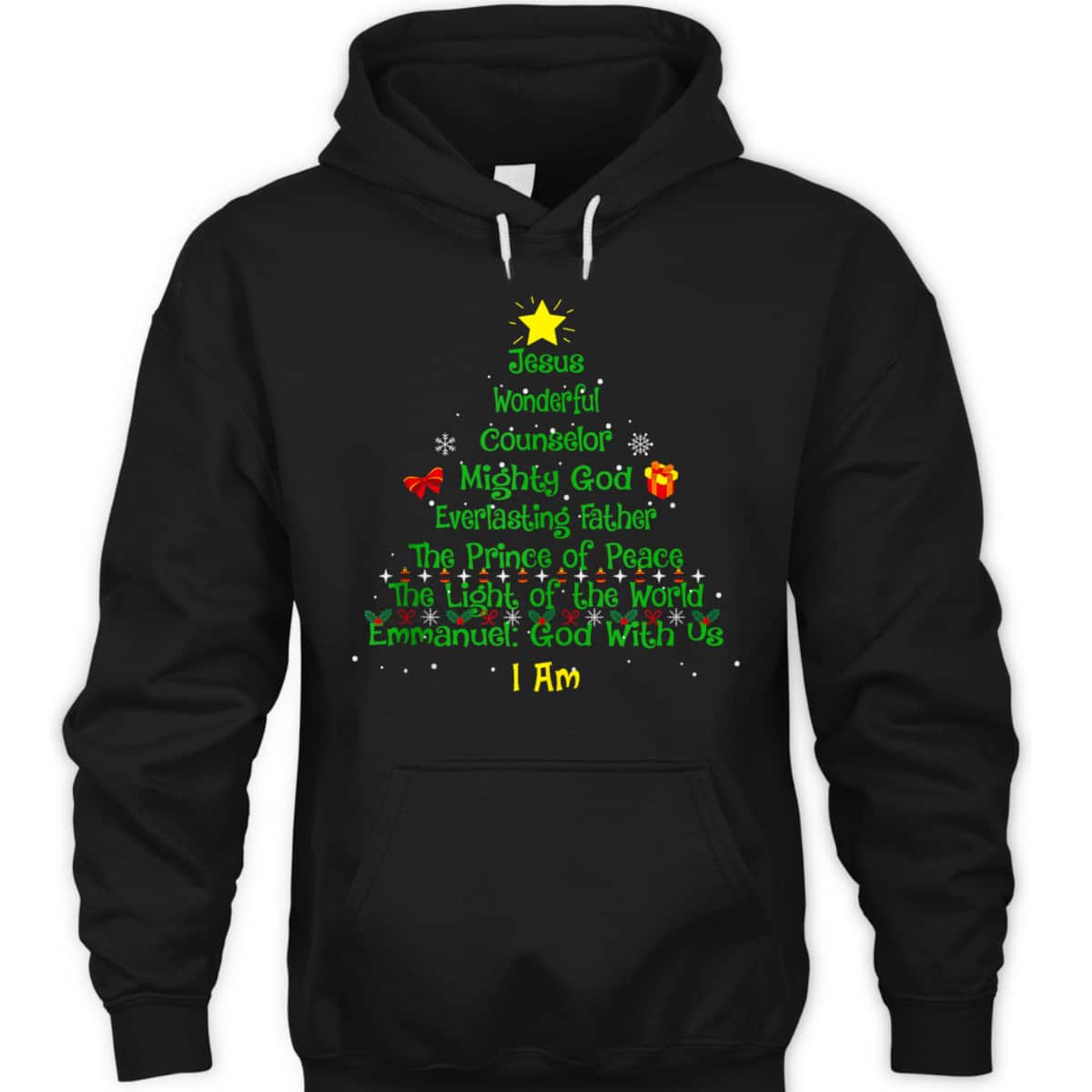 Christian Christmas Lover Bible Names Of Jesus Tree Xmas T-Shirt