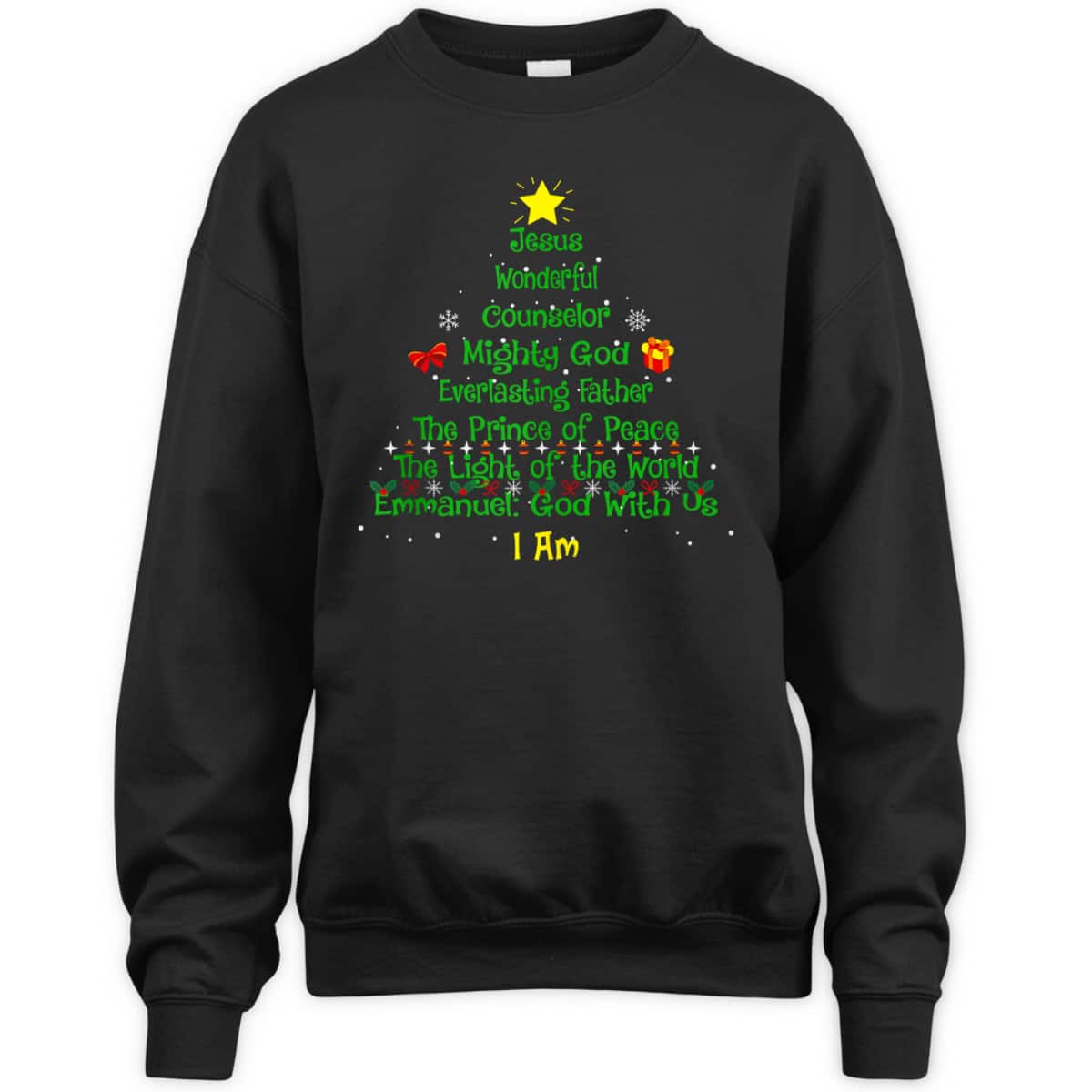 Christian Christmas Lover Bible Names Of Jesus Tree Xmas T-Shirt Christian Christmas Lover Bible Names Of Jesus Tree Xmas T-Shirt