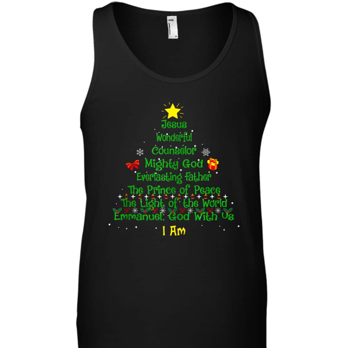 Christian Christmas Lover Bible Names Of Jesus Tree Xmas T-Shirt