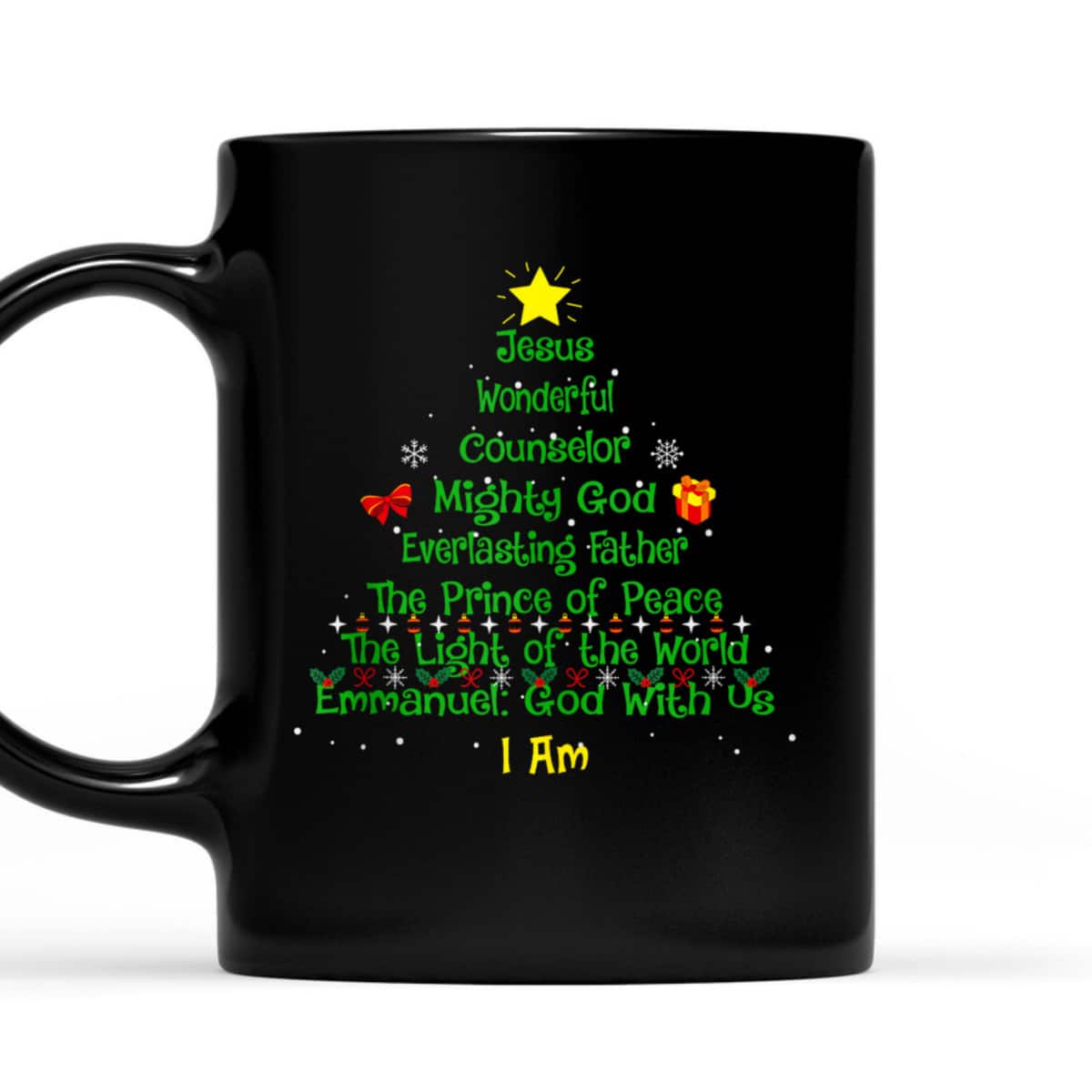 Christian Christmas Lover Bible Names Of Jesus Tree Xmas T-Shirt