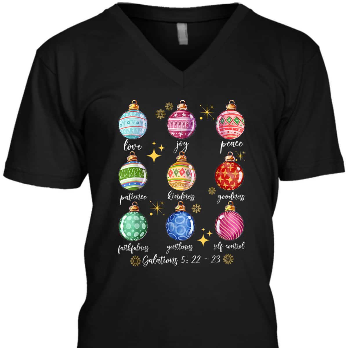Christmas Decoration Balls And Christian Bible Verse T-Shirt